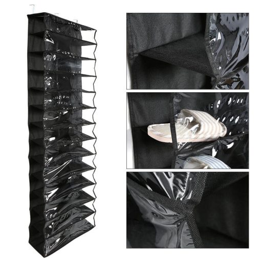 Závesný organizér obuvi- 160x55x16 cm - čierna