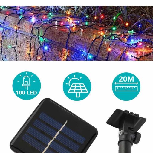 Solárna záhradná svietiaca reťaz 100 LED, farebné, 20 m
