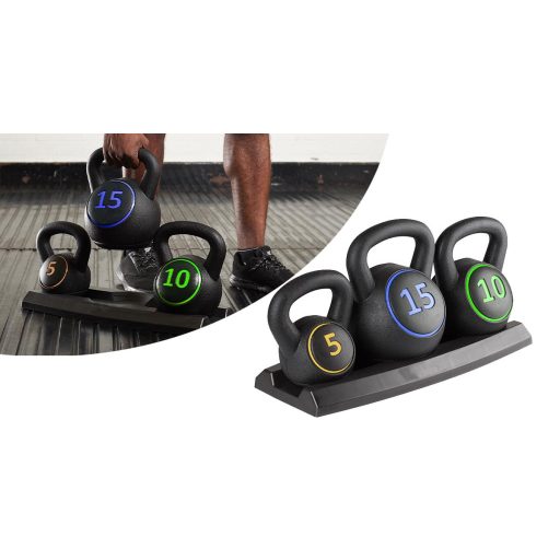 3-dielna Kettlebell sada - 2.3/4.5/6.7 kg (5/10/15 lbs)