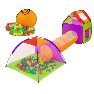   Detský stan a hrací domček s tunelom vrátane 200 loptičiek