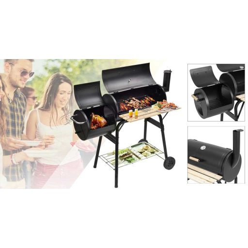 2 v 1 BBQ gril a smoker na drevené uhlie