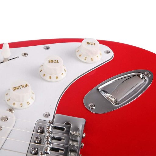 Elektrický gitarový set pre začiatočníkov s gitárkombom navyše - červený