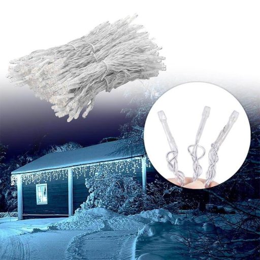 LED svetelná reťaz cencúle v 2 veľkostiach, studená biela