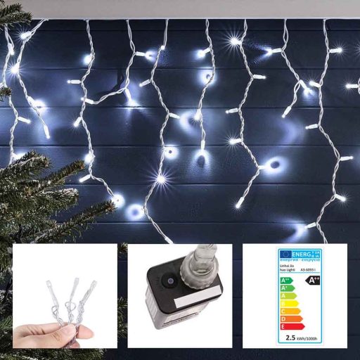 LED svetelná reťaz cencúle v 2 veľkostiach, studená biela