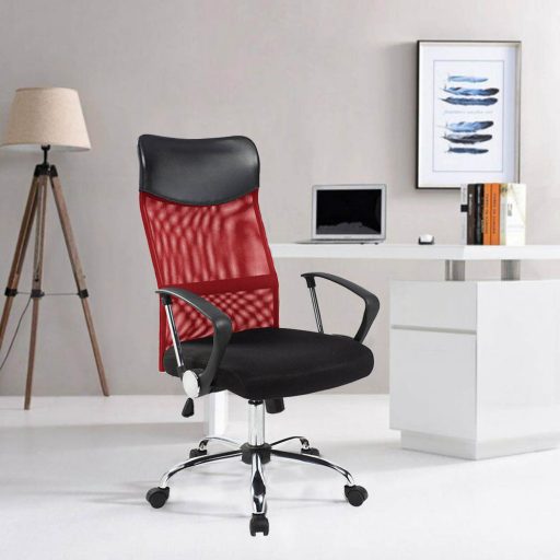 Ergonomické kancelárske kreslo s vysokou opierkou,  3 rôzne farby- červené
