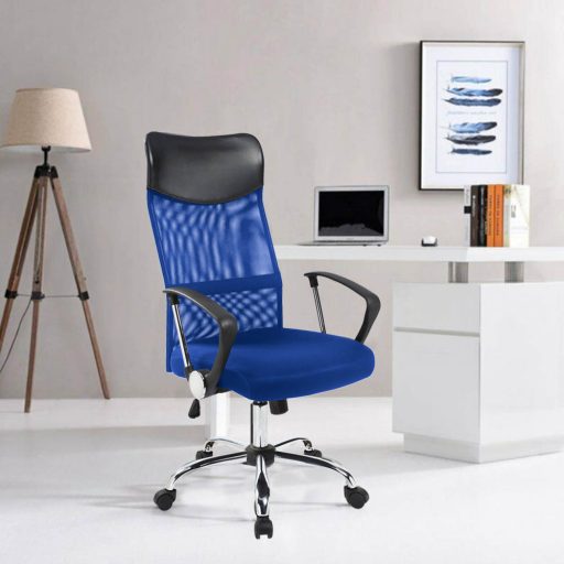Ergonomické kancelárske kreslo s vysokou opierkou,  3 rôzne farby- modré