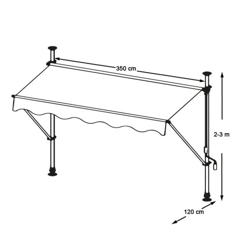 Rolovacia markíza, sivá, 350x120 cm