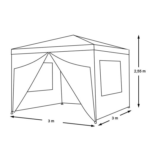 Párty stan v bielej farbe, 3 rôzne veľkosti, 3x3