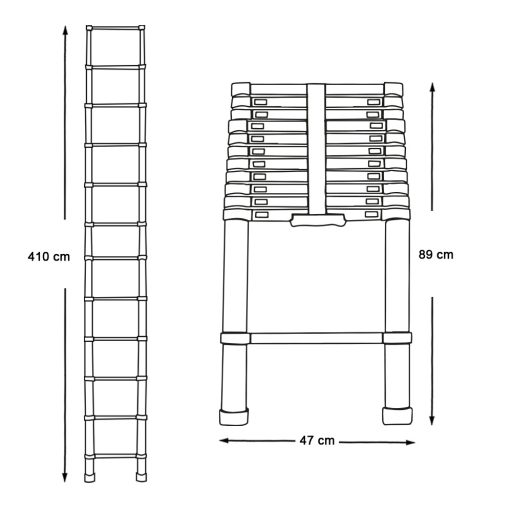 Hliníkový teleskopický rebrík v 3 veľkostiach- 4,1 m
