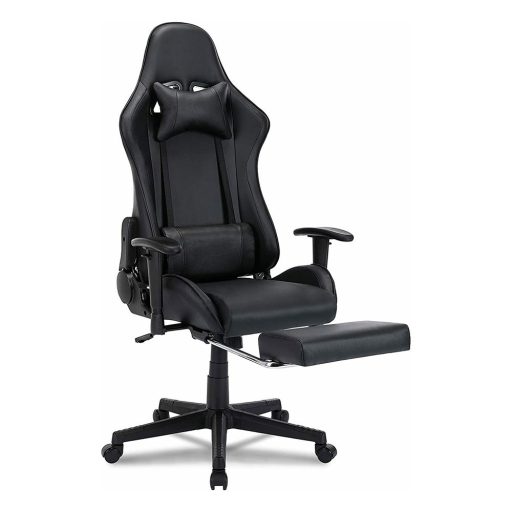 Gamer stolička s podnožkou, čierna