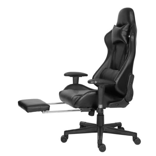 Gamer stolička s podnožkou, čierna
