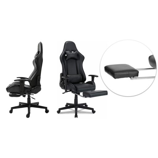 Gamer stolička s podnožkou, čierna