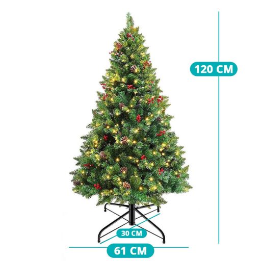 Vianočný stromček s LED diódami, rôzne typy, teplá biela, 100 LED- ov, 120 cm