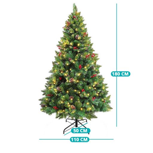 Vianočný stromček s LED diódami, rôzne typy, teplá biela, 260 LED- ov, 180 cm