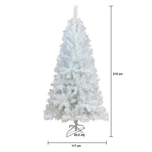 Umelý vianočný stromček biely, v rôznych veľkostiach, 210 cm