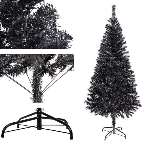 Čierny umelý vianočný stromček, 120 cm 230 vetiev
