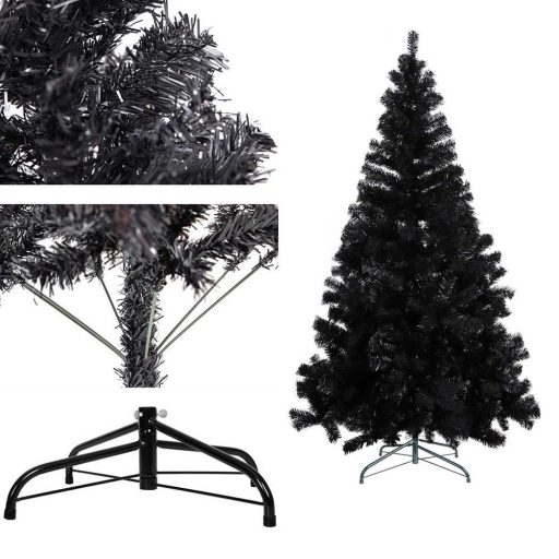 Čierny umelý vianočný stromček, 180 cm 708 vetiev
