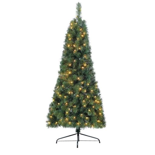 Umelý vianočný polovičný stromček, 80 LED- ov, 120 cm 140 vetiev