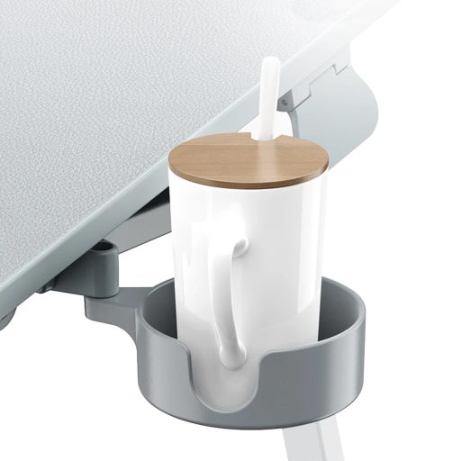 Stolík na raňajky s nastaviteľnou výškou a stojanom na tablety, sivý