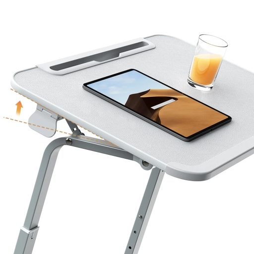 Stolík na raňajky s nastaviteľnou výškou a stojanom na tablety, sivý