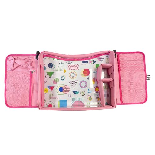 Prenosný detský stolík do auta s vreckami, pink