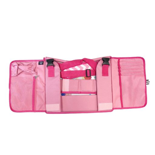 Prenosný detský stolík do auta s vreckami, pink