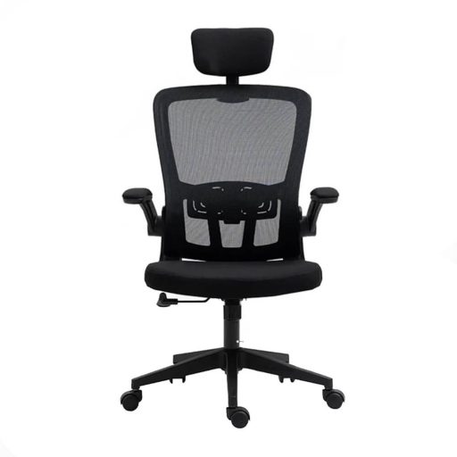  Ergonomická kancelárska stolička s bedrovou opierkou, opierkou hlavy, čierna