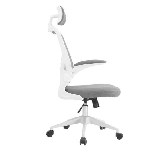  Ergonomická kancelárska stolička s bedrovou opierkou, opierkou hlavy, sivá