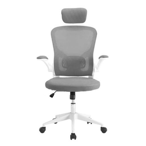  Ergonomická kancelárska stolička s bedrovou opierkou, opierkou hlavy, sivá