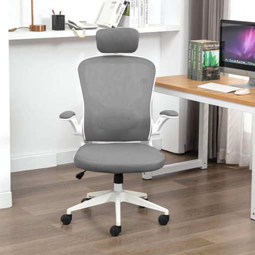  Ergonomická kancelárska stolička s bedrovou opierkou, opierkou hlavy, sivá