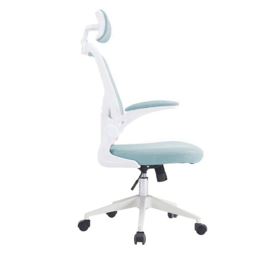 Ergonomická kancelárska stolička s bedrovou opierkou, opierkou hlavy, svetlomodrá