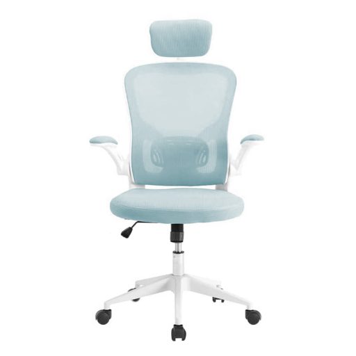 Ergonomická kancelárska stolička s bedrovou opierkou, opierkou hlavy, svetlomodrá