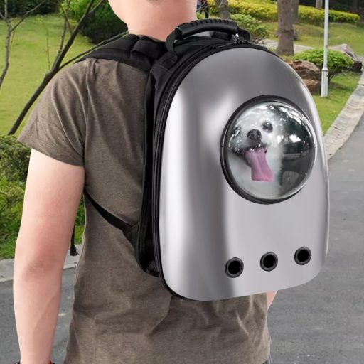 Malý zvierací batoh na nosenie, strieborný